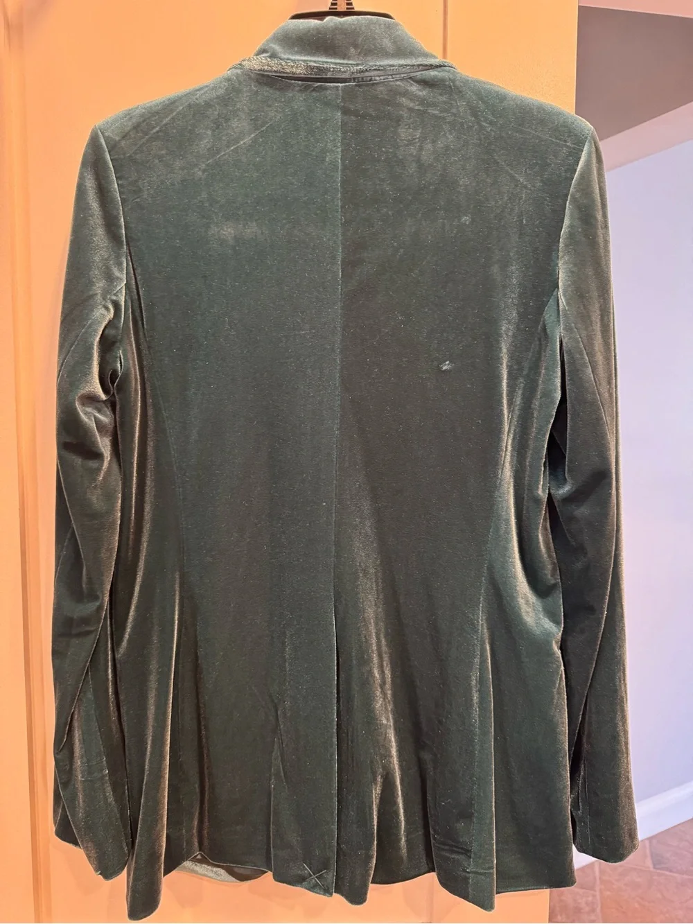 Nine West Velvet Blazer & Wide-Leg Pants Set w/ Mock Neck Pleated Top - Green